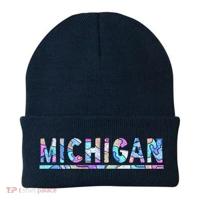 Michigan Patterned Curves Logo Beanie