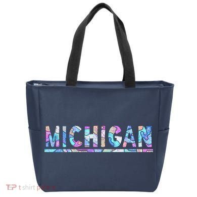 Michigan Patterned Curves Logo Tote Bag