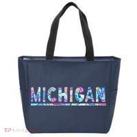 Michigan Patterned Curves Logo Tote Bag thumb 0