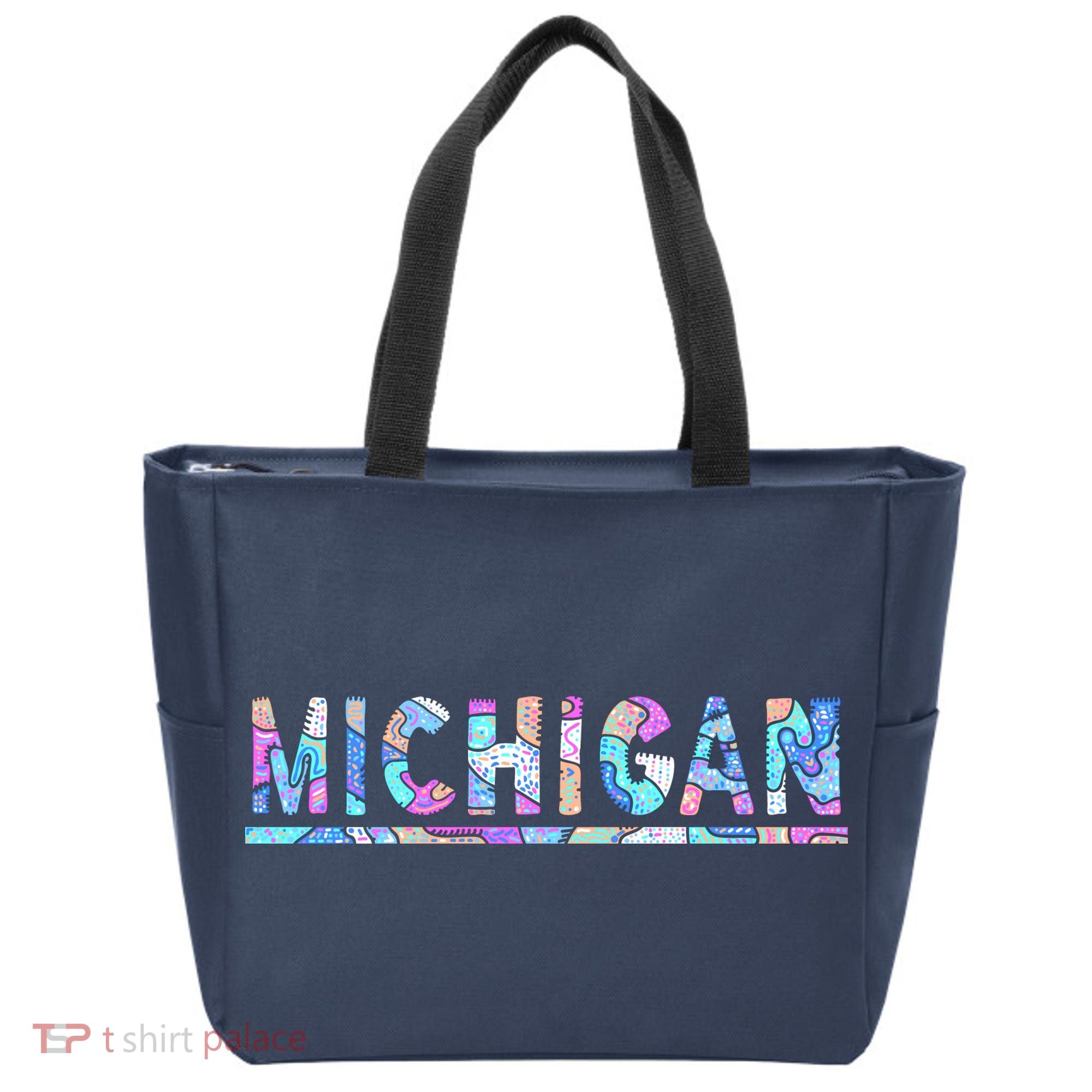 Michigan Patterned Curves Logo Tote Bag