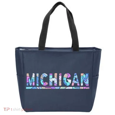 Michigan Patterned Curves Logo Tote Bag