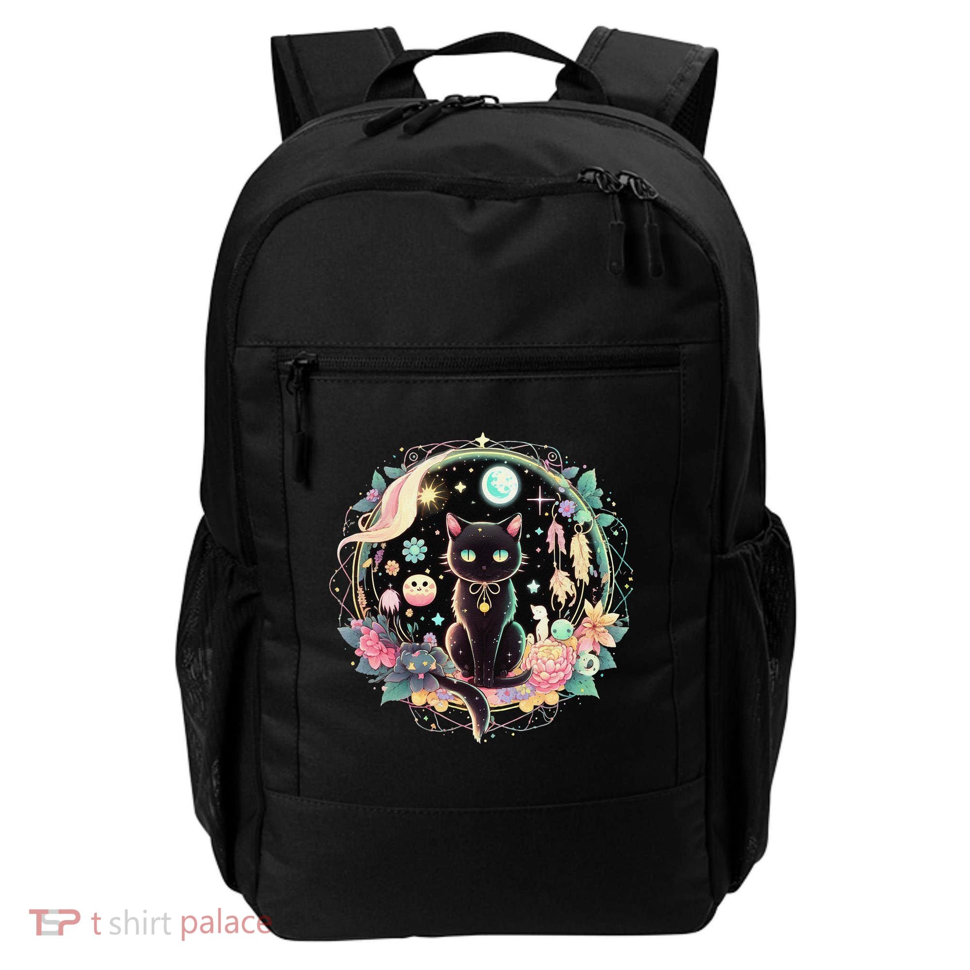 Moon Phases Crystal Witchy Cute Black Cat Kawaii Pastel Goth Backpack