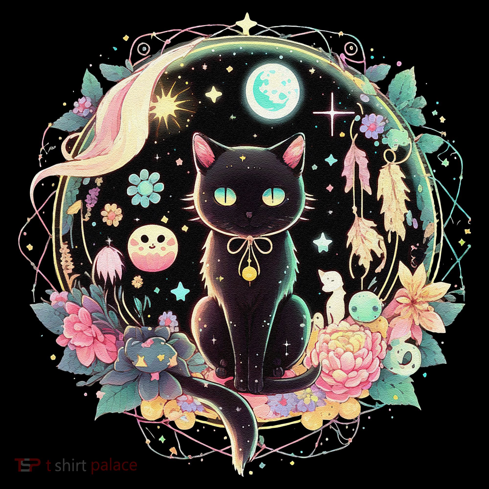 Moon Phases Crystal Witchy Cute Black Cat Kawaii Pastel Goth Coffee Mug