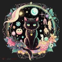 Moon Phases Crystal Witchy Cute Black Cat Kawaii Pastel Goth Beanie thumb 2