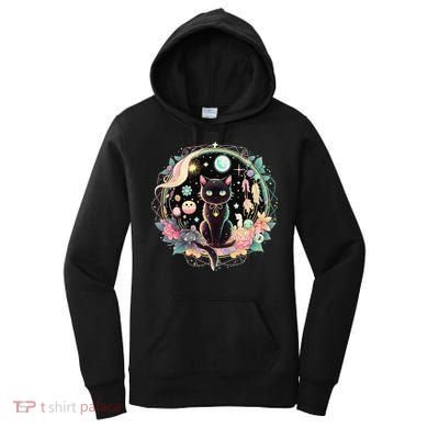 Moon Phases Crystal Witchy Cute Black Cat Kawaii Pastel Goth Women's Hoodie