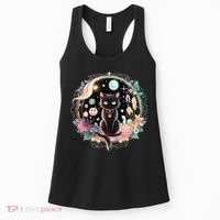 Moon Phases Crystal Witchy Cute Black Cat Kawaii Pastel Goth Women's Tank Top thumb 0
