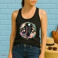 Moon Phases Crystal Witchy Cute Black Cat Kawaii Pastel Goth Women's Tank Top thumb 2