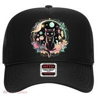Moon Phases Crystal Witchy Cute Black Cat Kawaii Pastel Goth Hat thumb 0