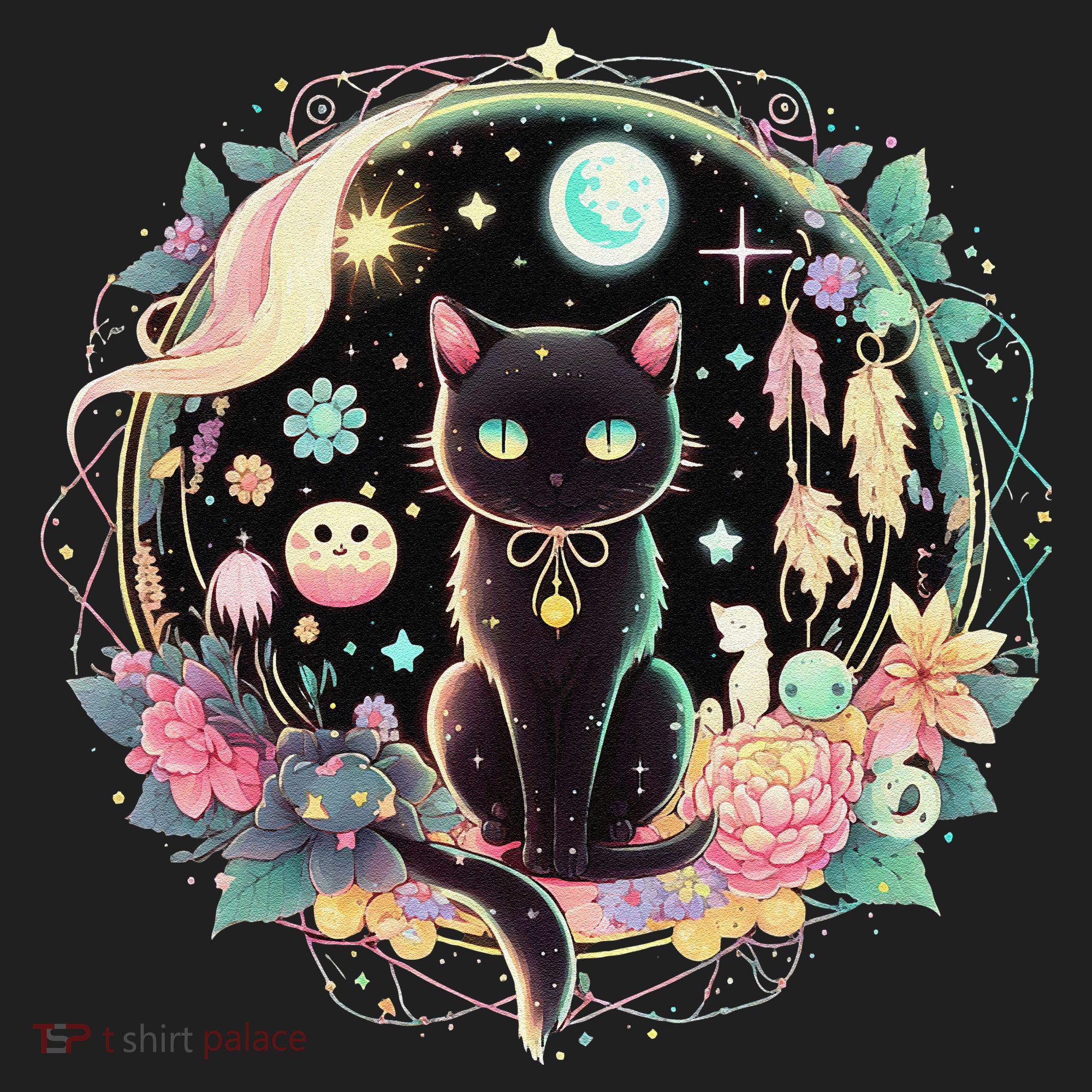 Moon Phases Crystal Witchy Cute Black Cat Kawaii Pastel Goth Hat