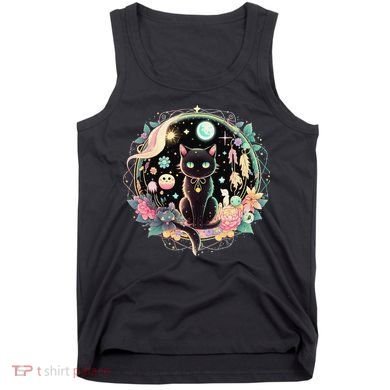 Moon Phases Crystal Witchy Cute Black Cat Kawaii Pastel Goth Tank Top