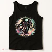 Moon Phases Crystal Witchy Cute Black Cat Kawaii Pastel Goth Tank Top thumb 2