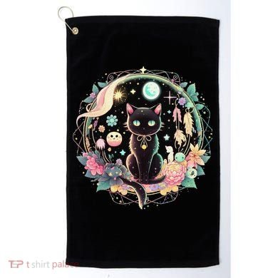 Moon Phases Crystal Witchy Cute Black Cat Kawaii Pastel Goth Golf Towel