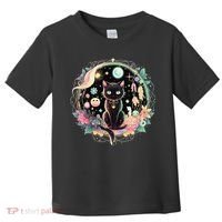 Moon Phases Crystal Witchy Cute Black Cat Kawaii Pastel Goth Toddler T-Shirt thumb 0
