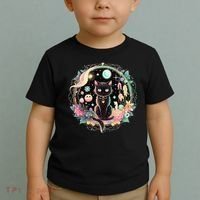 Moon Phases Crystal Witchy Cute Black Cat Kawaii Pastel Goth Toddler T-Shirt thumb 2