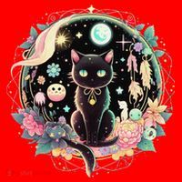Moon Phases Crystal Witchy Cute Black Cat Kawaii Pastel Goth Santa Hat thumb 1