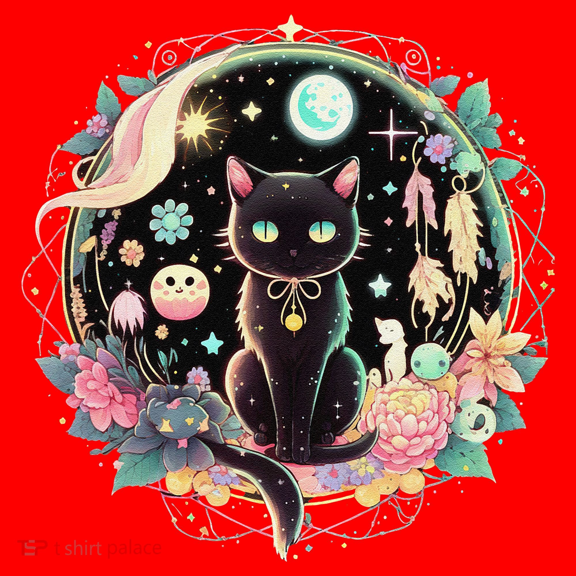 Moon Phases Crystal Witchy Cute Black Cat Kawaii Pastel Goth Santa Hat