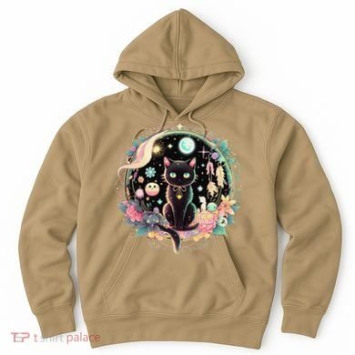 Moon Phases Crystal Witchy Cute Black Cat Kawaii Pastel Goth Hoodie