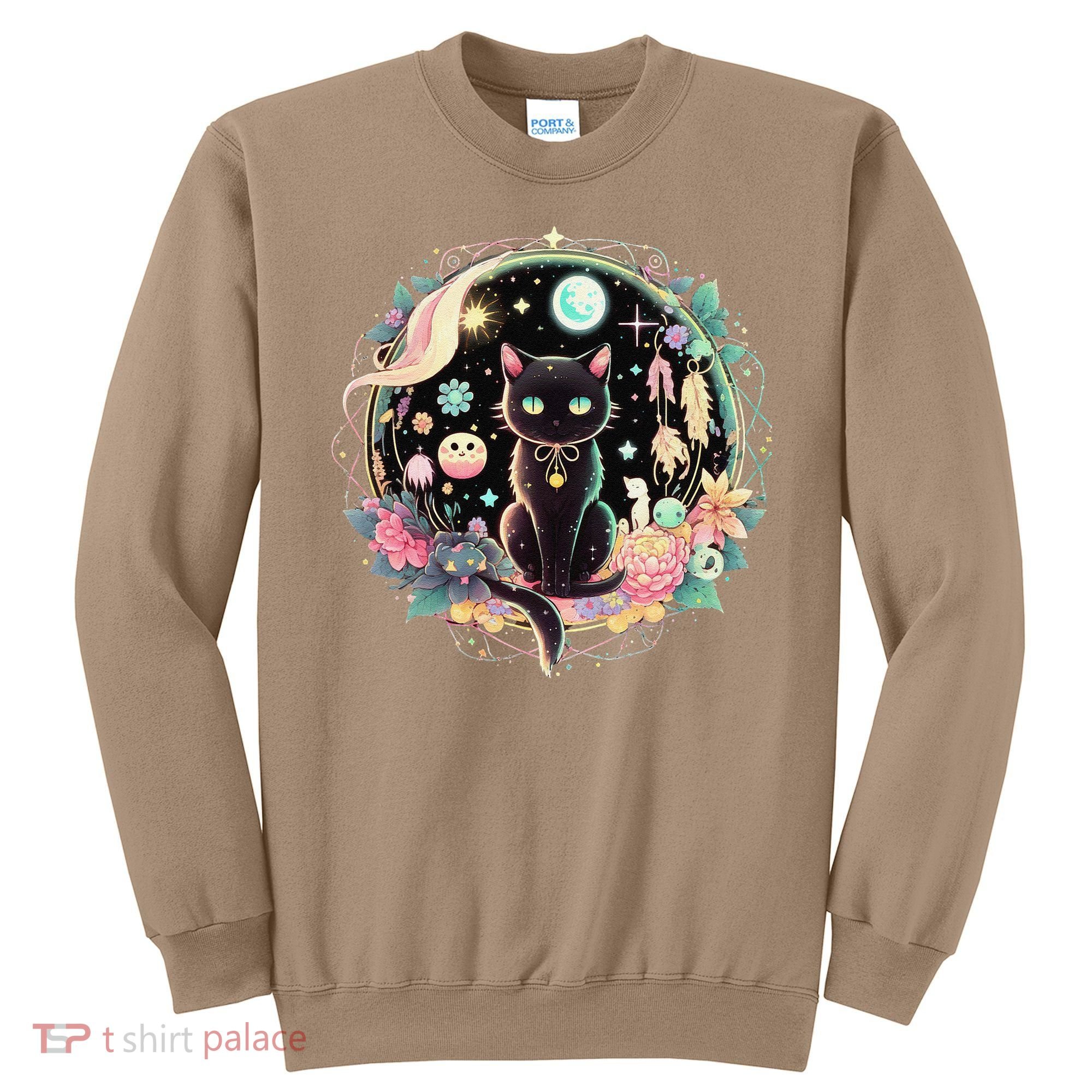 Moon Phases Crystal Witchy Cute Black Cat Kawaii Pastel Goth Sweatshirt