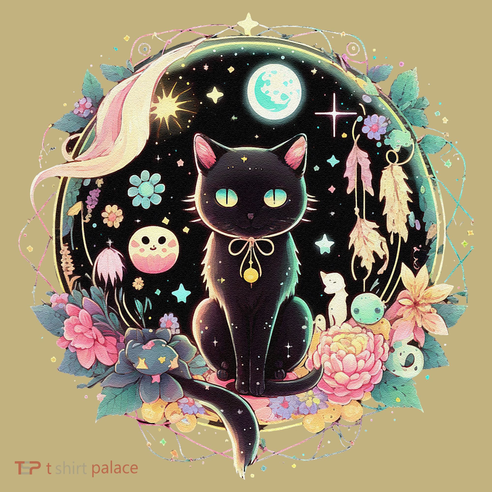 Moon Phases Crystal Witchy Cute Black Cat Kawaii Pastel Goth Mousepad