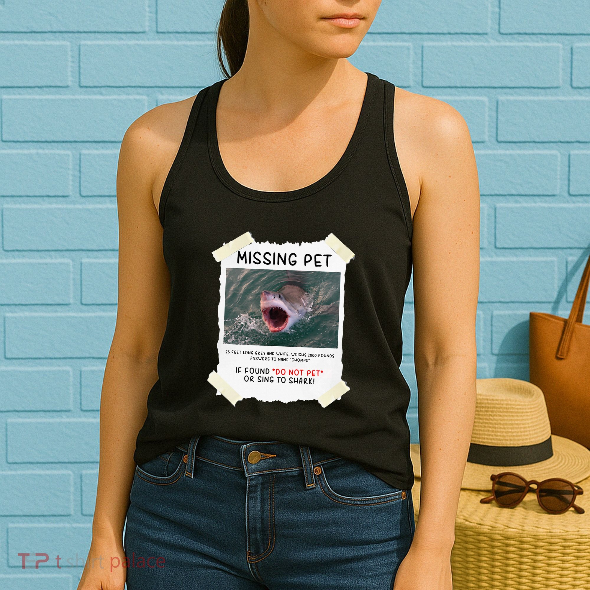 Missing Pet Cool Unique Funny Great White Shark Women's Tank Top
