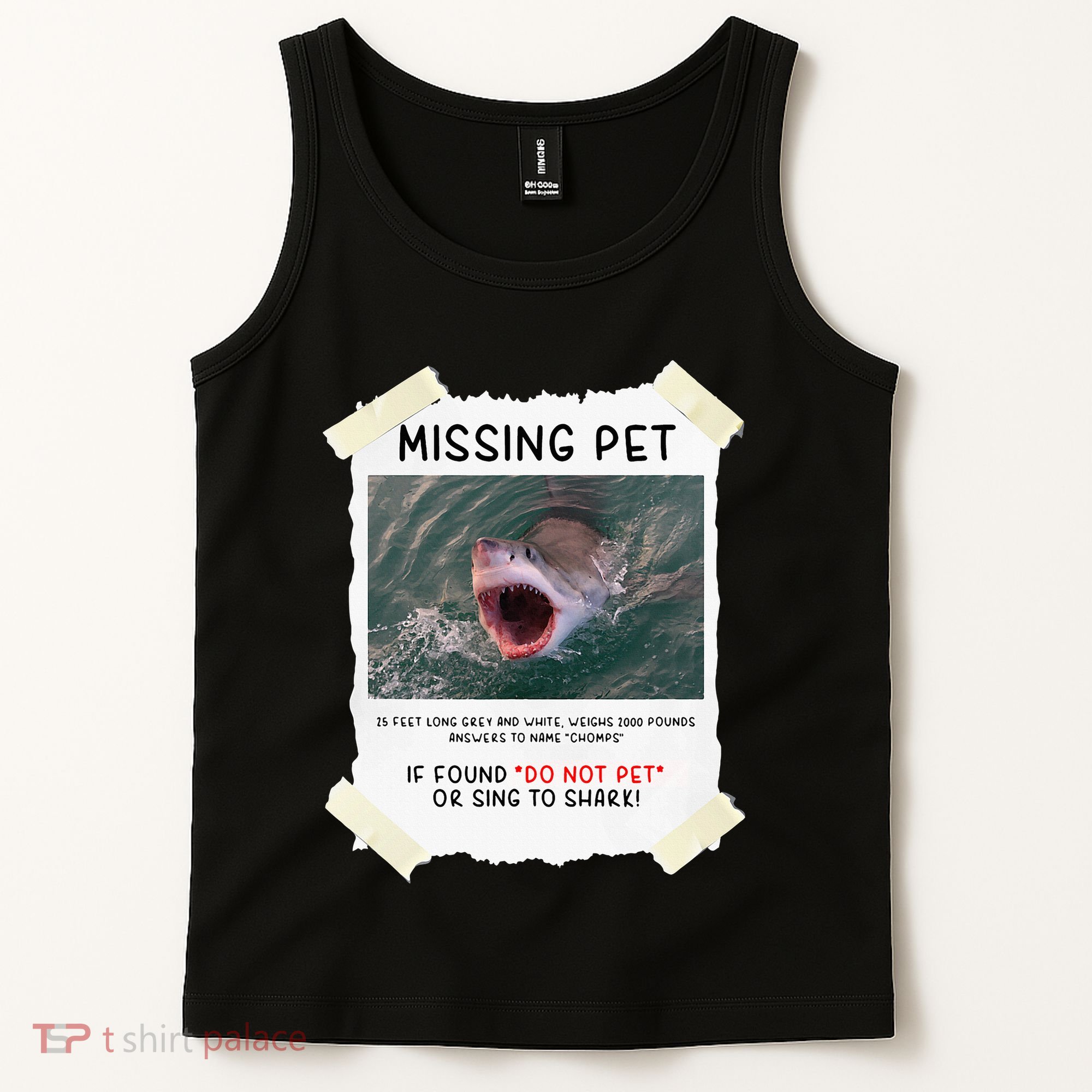 Missing Pet Cool Unique Funny Great White Shark Tank Top
