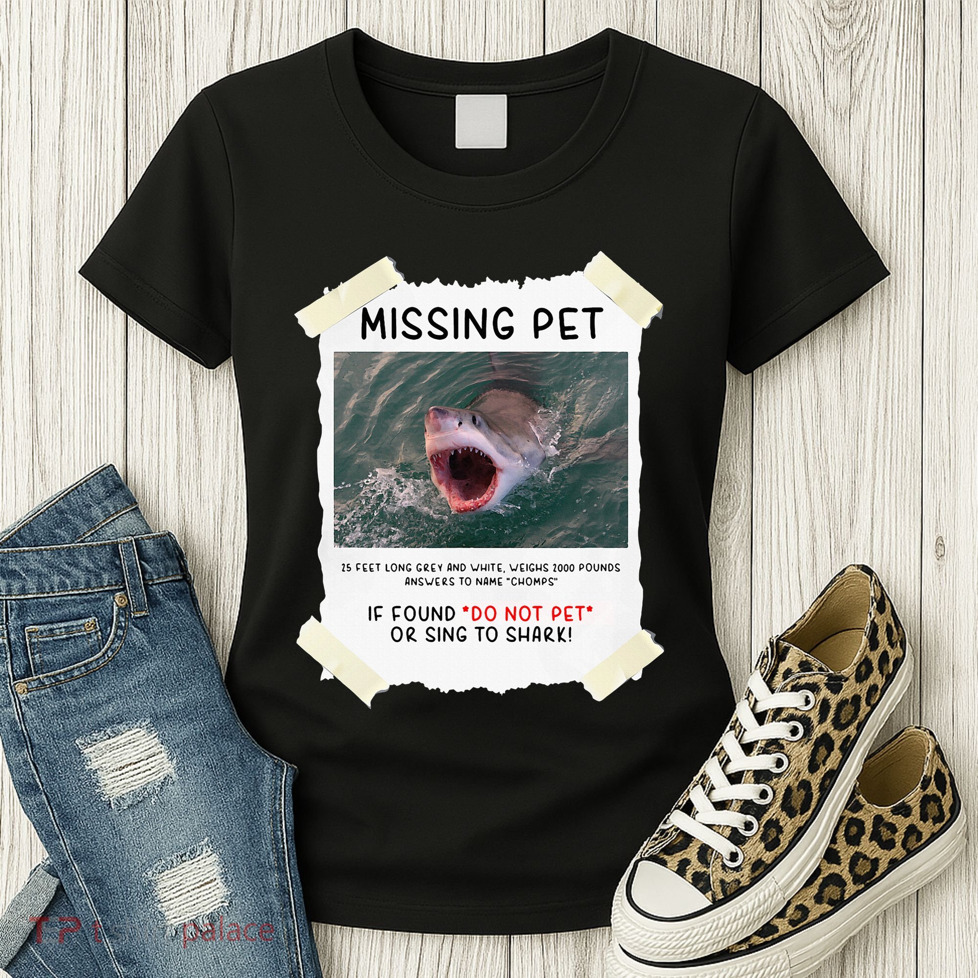Missing Pet Cool Unique Funny Great White Shark Women's T-Shirt