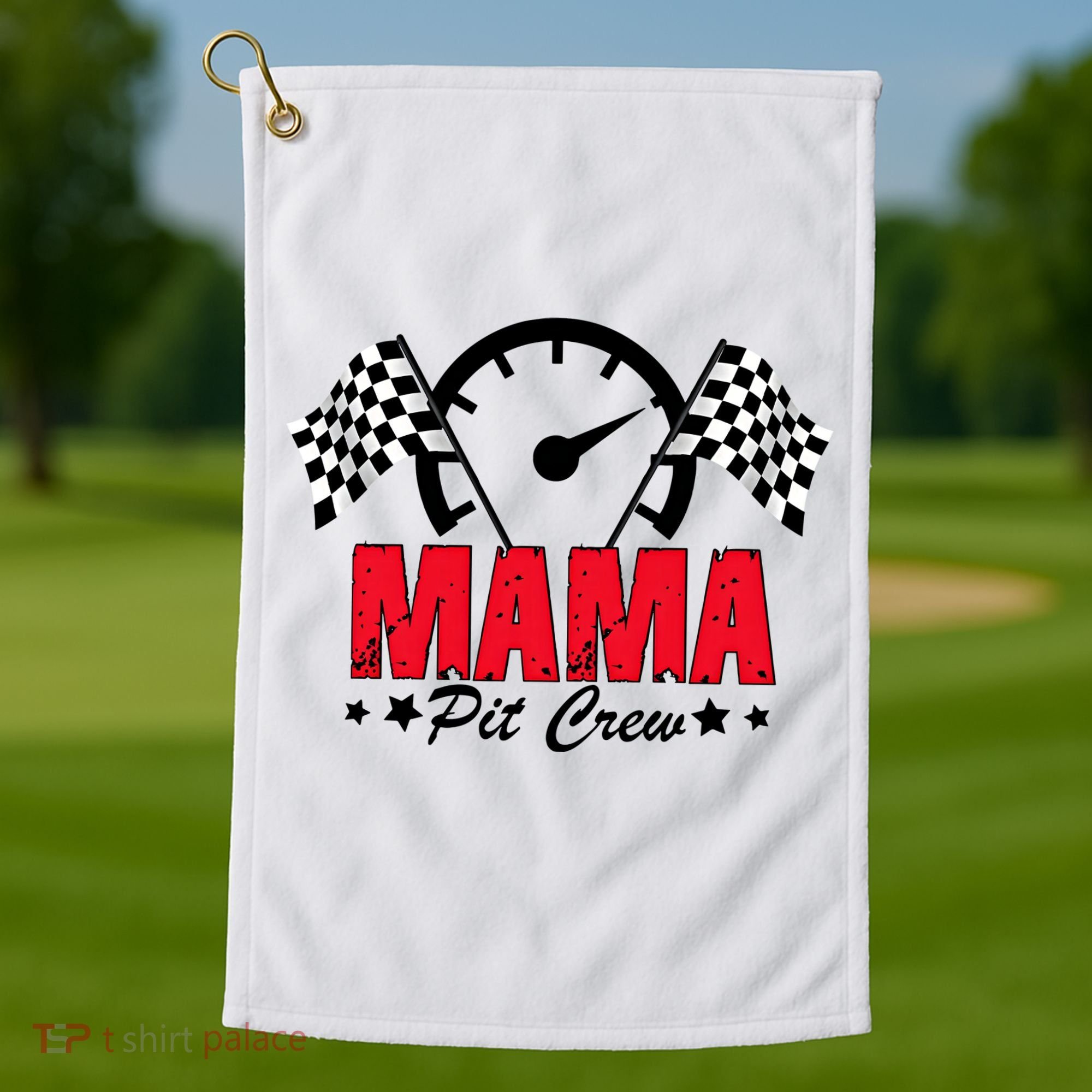 Mama Pit Crew Family Matching Pit Crew Mother's Day Mom Racing Golf Towel