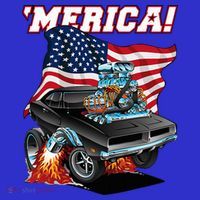 Merica Patriotic Classic Hotrod Muscle Car Usa Flag Cartoon Hoodie thumb 2