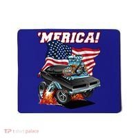 Merica Patriotic Classic Hotrod Muscle Car Usa Flag Cartoon Mousepad thumb 0