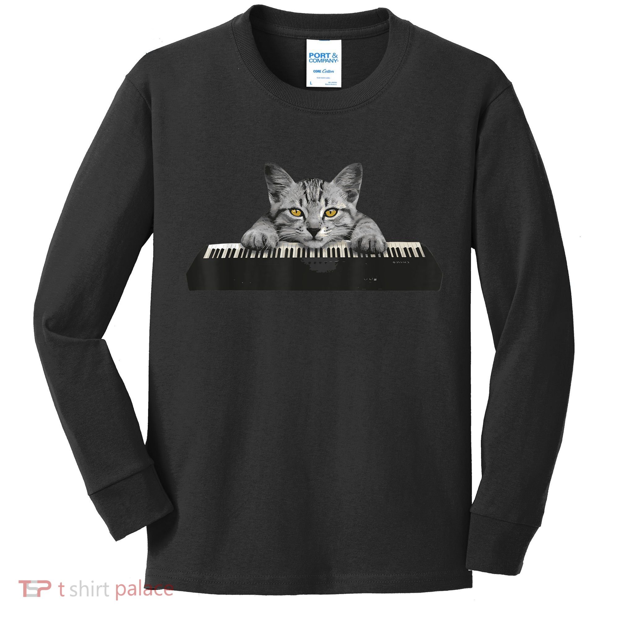 Musician Piano Cat T For Music Lovers Kids Long Sleeve Shirt