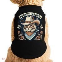 Meowdy Partner Cat Cowboy Hat Howdy Funny Country Western Doggie Tank thumb 0