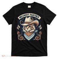 Meowdy Partner Cat Cowboy Hat Howdy Funny Country Western T-Shirt thumb 0