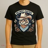 Meowdy Partner Cat Cowboy Hat Howdy Funny Country Western T-Shirt thumb 3