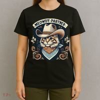 Meowdy Partner Cat Cowboy Hat Howdy Funny Country Western T-Shirt thumb 4