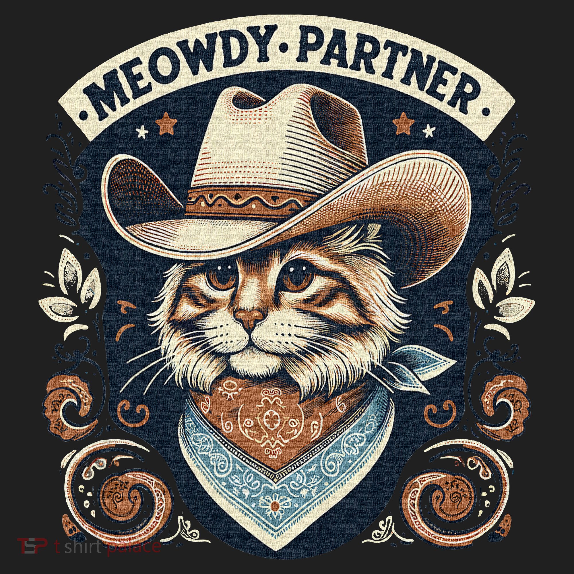 Meowdy Partner Cat Cowboy Hat Howdy Funny Country Western Beanie