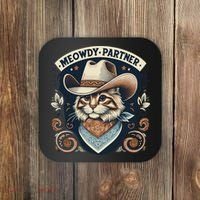 Meowdy Partner Cat Cowboy Hat Howdy Funny Country Western Coaster thumb 0