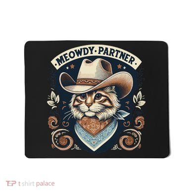 Meowdy Partner Cat Cowboy Hat Howdy Funny Country Western Mousepad