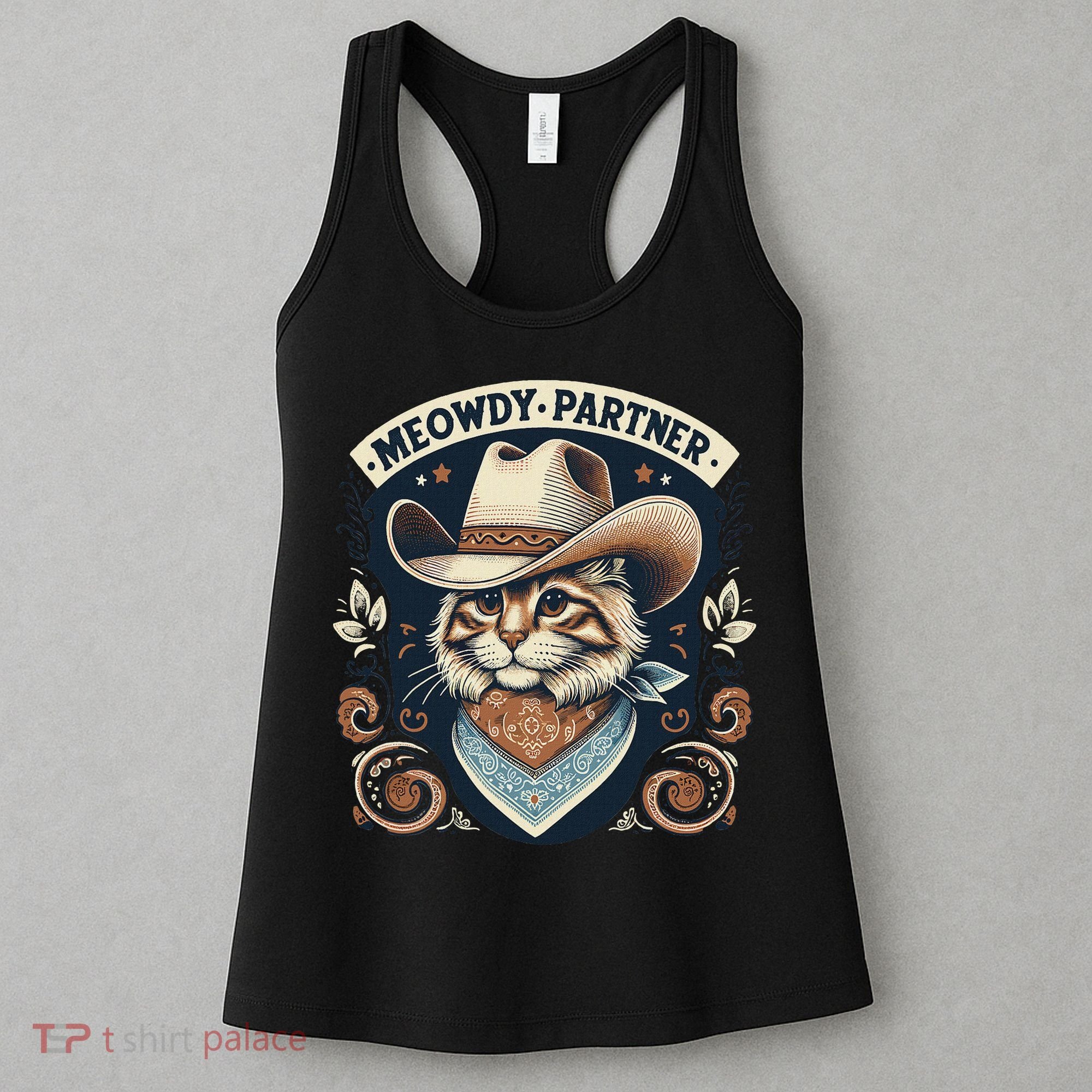 Meowdy Partner Cat Cowboy Hat Howdy Funny Country Western Women's Tank Top