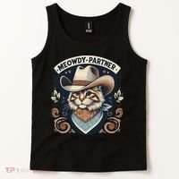 Meowdy Partner Cat Cowboy Hat Howdy Funny Country Western Tank Top thumb 2