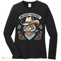 Meowdy Partner Cat Cowboy Hat Howdy Funny Country Western Women's Long Sleeve Shirt thumb 0