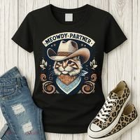 Meowdy Partner Cat Cowboy Hat Howdy Funny Country Western Women's T-Shirt thumb 3