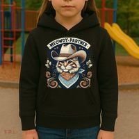 Meowdy Partner Cat Cowboy Hat Howdy Funny Country Western Kids Hoodie thumb 3