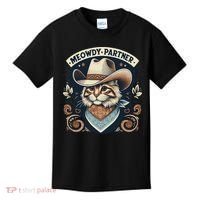 Meowdy Partner Cat Cowboy Hat Howdy Funny Country Western Kids T-Shirt thumb 0