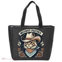 Meowdy Partner Cat Cowboy Hat Howdy Funny Country Western Tote Bag thumb 0