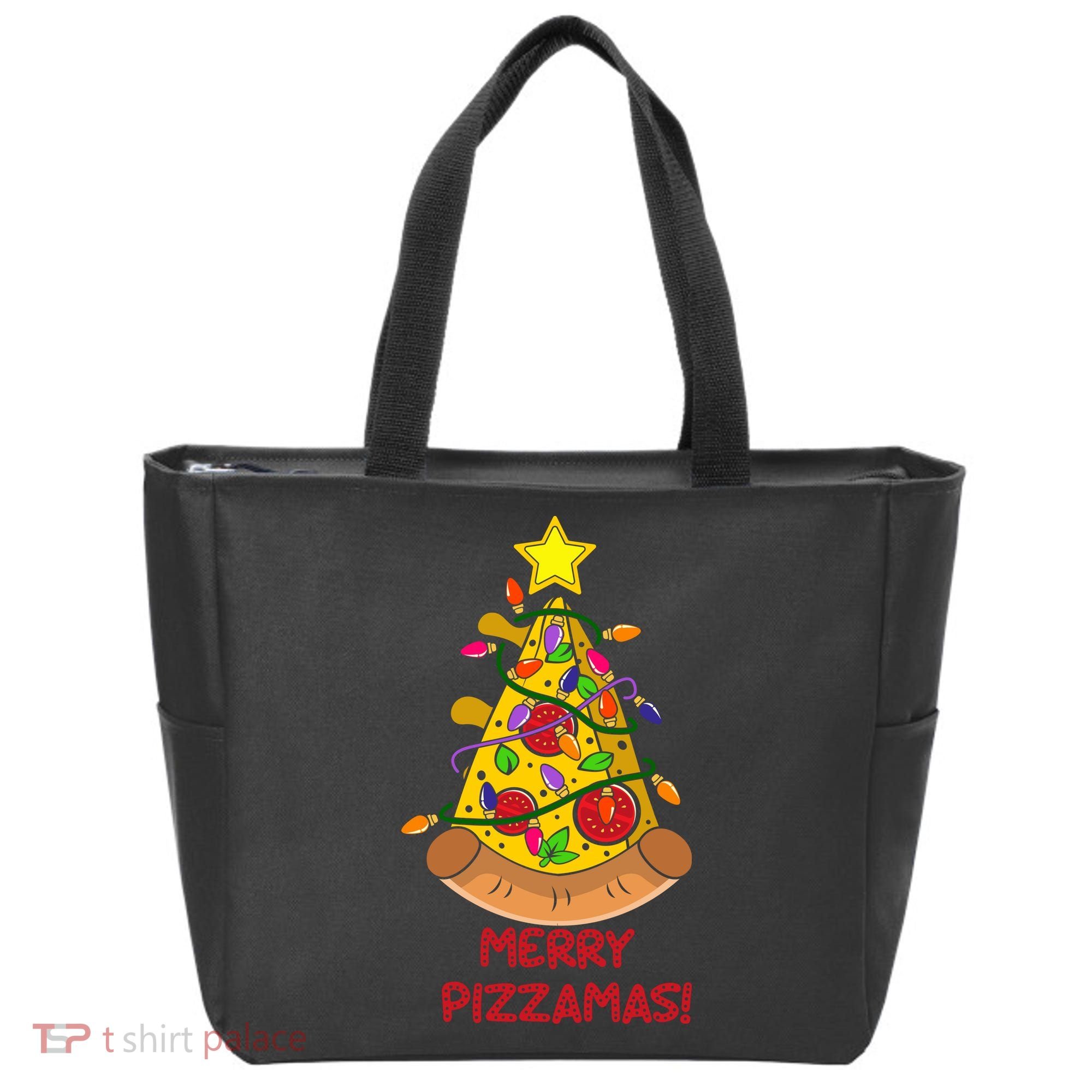 Merry Pizzamas Christmas Pizza Lover Gift Tote Bag