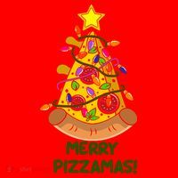 Merry Pizzamas Christmas Pizza Lover Gift Santa Hat thumb 1