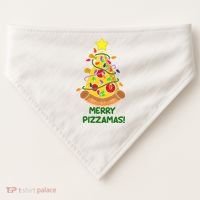 Merry Pizzamas Christmas Pizza Lover Gift USA-Made Doggie Bandana thumb 0