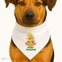 Merry Pizzamas Christmas Pizza Lover Gift USA-Made Doggie Bandana thumb 1
