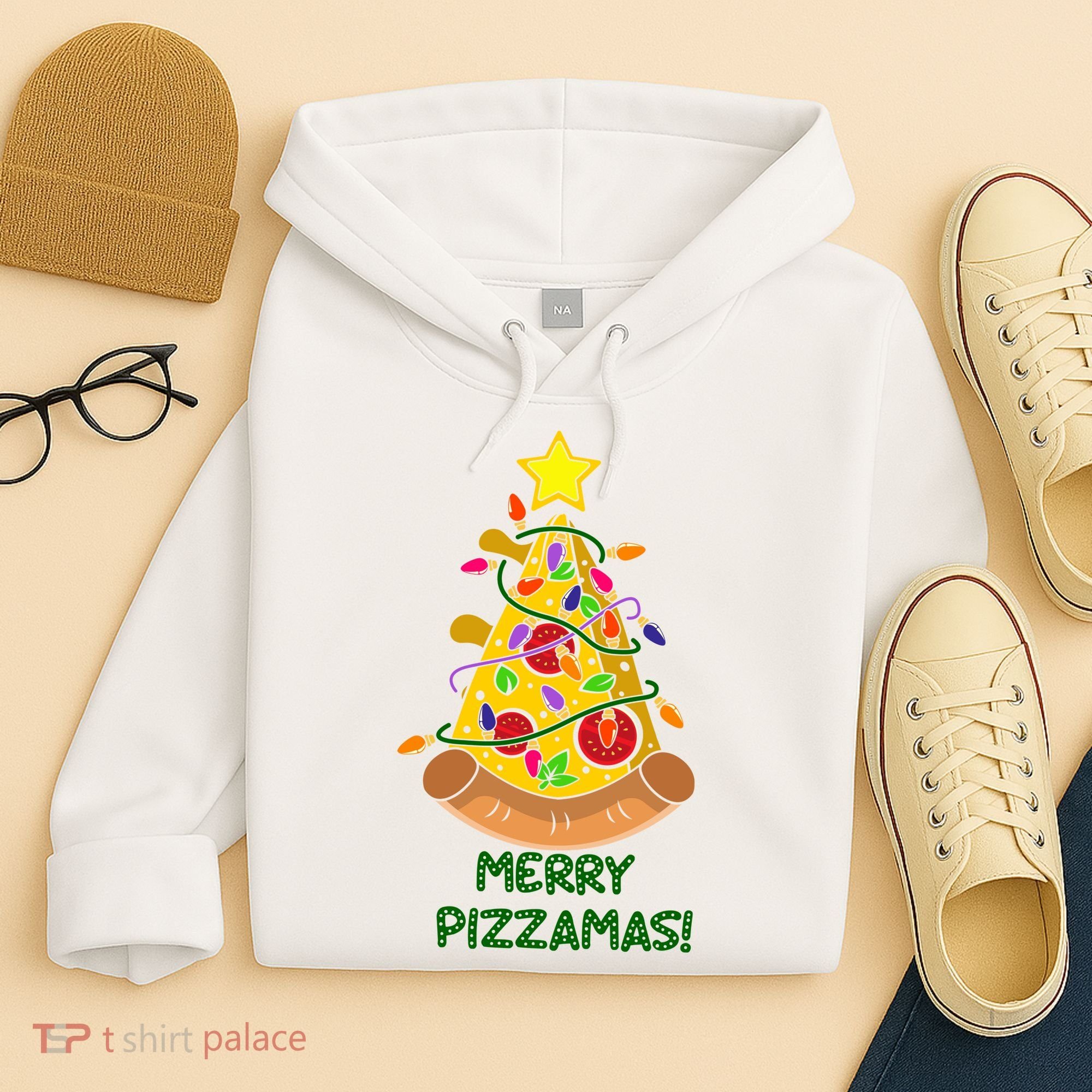 Merry Pizzamas Christmas Pizza Lover Gift Hoodie