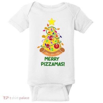 Merry Pizzamas Christmas Pizza Lover Gift Baby Bodysuit